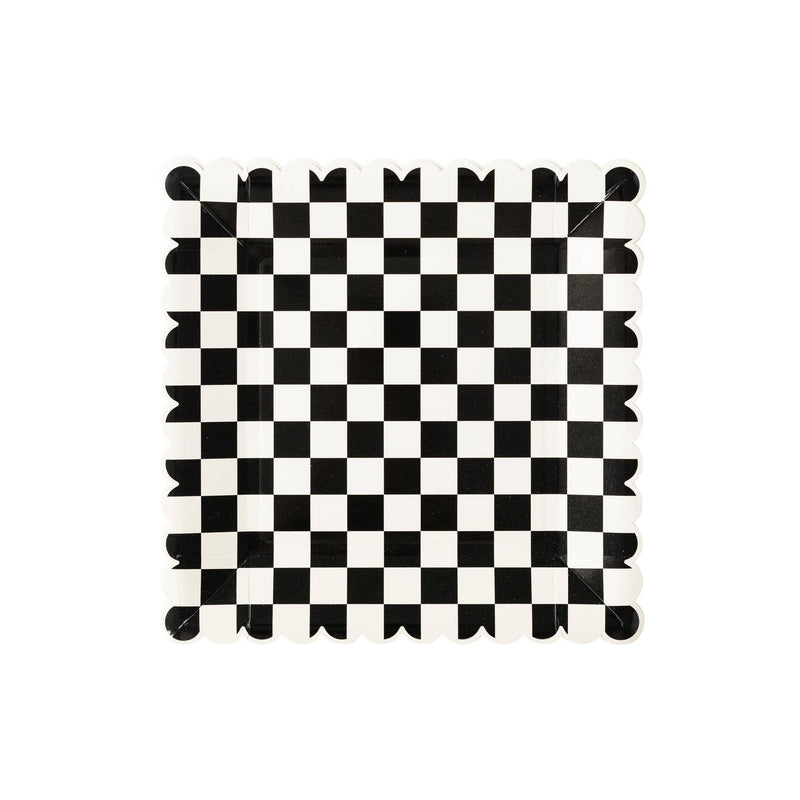 Black and White Checkered Paper Plate