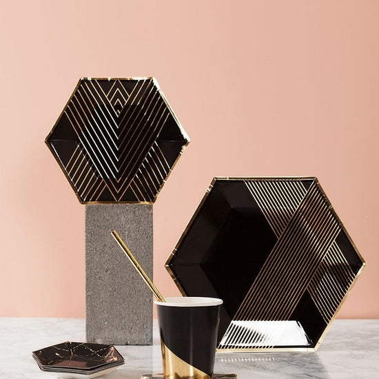 Black and Gold Colourblock Cups