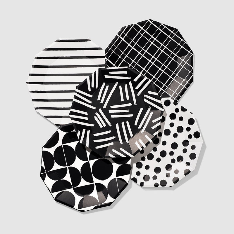 Black and White Geometric Plates
