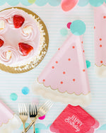 Pink Birthday Hat Shaped Plate