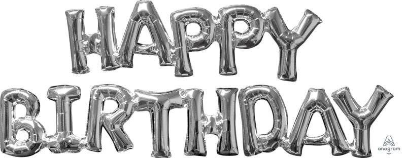 Silver Happy Birthday Balloon