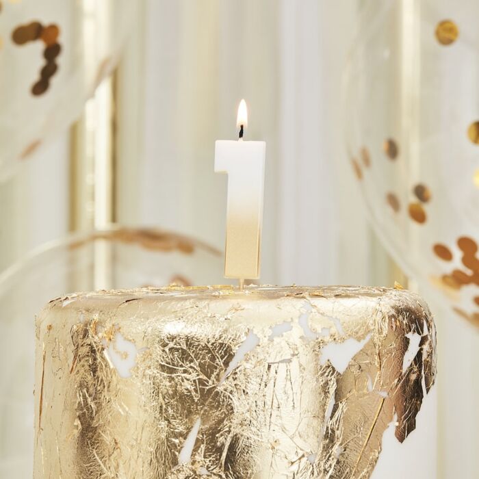 Gold Ombre Number Candle
