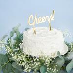 CHEERS Gold Cake Topper